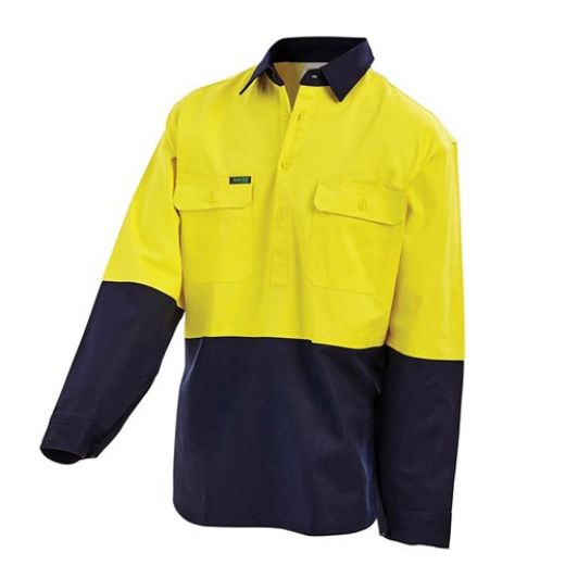 Picture of WorkIt Hi Vis Cotton Drill Closed Front Welders Shirt