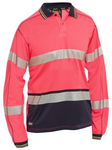 Picture of Bisley Polo Shirt Long Sleeve 100% Polyester Mesh Including Perforated Reflective Tape