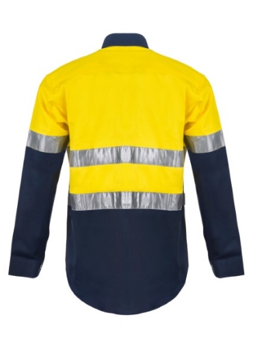 Picture of Work Craft Light Weight Hi Vis Long Sleeve Vented Cotton Drill Reflective Shirt