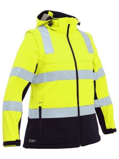 Picture of Bisley Ladies Two Tone Hi Vis 3 in 1 Soft Shell Jacket