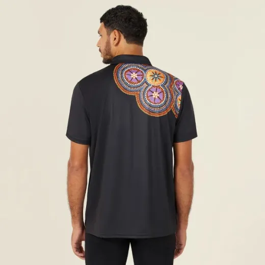 Picture of NNT Mens Polyester Knit Bush Tucker Indigenous Print Polo
