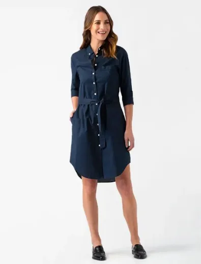 Picture of Womens Smith Oxford Shirtdress Navy
