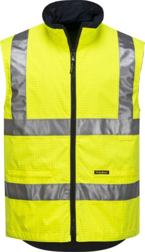 Picture of Prime Mover Anti Static Carbon Fibre Oxford/Poly Waterproof Reflective Hi Vis reversible Vest Yellow