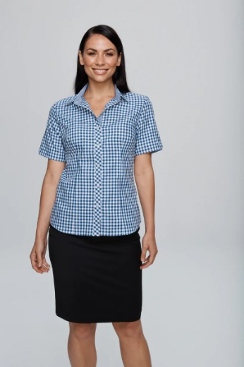 Picture of AP Business Ladies Brighton Short Sleeve Check Shirt 65% Cotton 35% Polyester