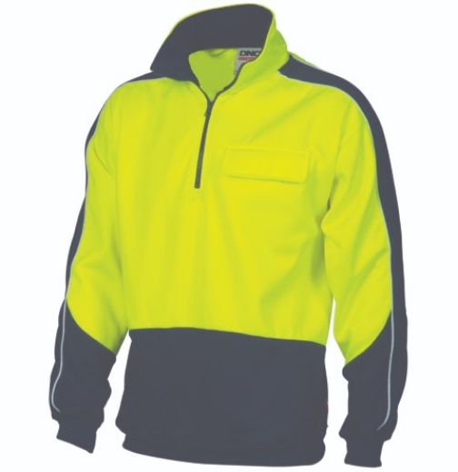 Picture of DNC Fleecy Windcheater 1/2 Zip Hi-Neck Polyester Cotton 2 Tone