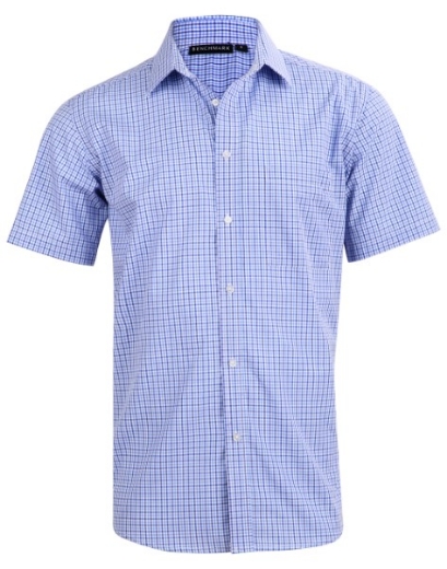 Picture of Benchmark Mens Two Tone Gingham Short Sleeve Shirt