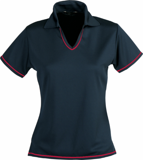 Picture of Stencil Ladies Short Sleeve Lightweight Cool Dry V Neck Polo Shirt