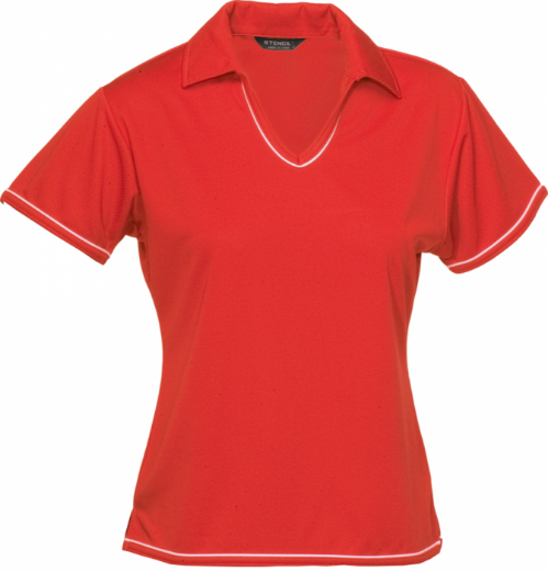Picture of Stencil Ladies Short Sleeve Lightweight Cool Dry V Neck Polo Shirt
