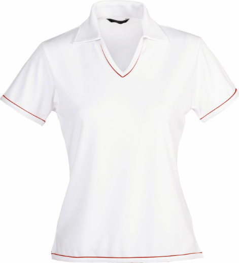 Picture of Stencil Ladies Short Sleeve Lightweight Cool Dry V Neck Polo Shirt