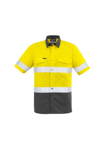 Picture of Syzmik Mens Rugged Cooling Taped Hi Vis Spliced Short Sleeve Shirt