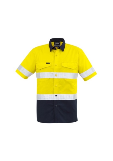 Picture of Syzmik Mens Rugged Cooling Taped Hi Vis Spliced Short Sleeve Shirt