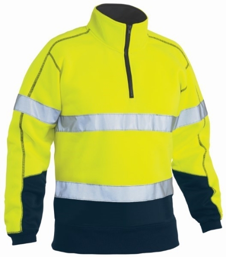 Picture of Bisley Hi Vis Taped Fleece 1/2 Zip Pullover