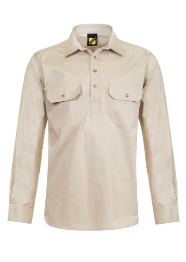 Picture of Workcraft Lightweight Long Sleeve Closed Front Cotton Drill Shirt