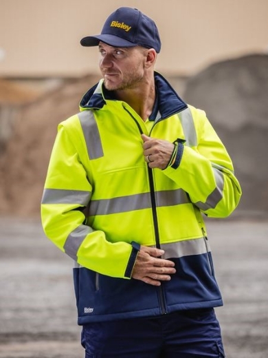 Picture of Bisley Taped Two Tone Hi Vis 3 in 1 Soft Shell Jacket