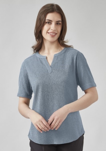 Picture of Biz Corporates Ladies Ruche Short Sleeve Tunic Blouse