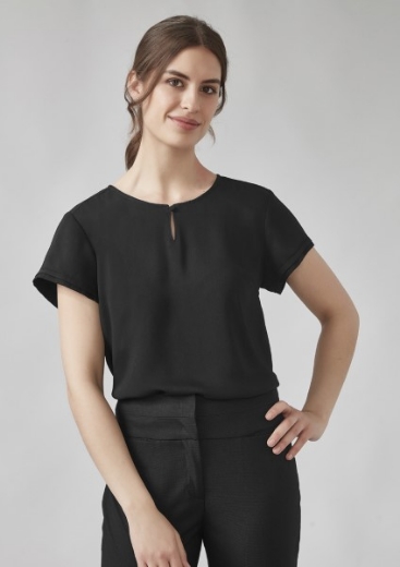 Picture of Biz Corporates Ladies Evelyn Short Key Hole Blouse