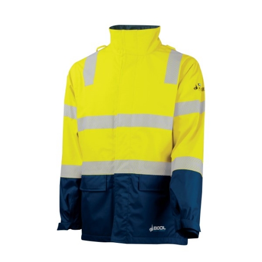 Picture of BOOL Hi Vis Parka Flame Retardant & Anti-Static Fabric FR Reflective Tape with Zip-Off Sleeves. PPE 3, 26.0 cal/cm2