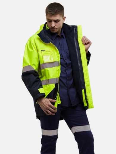 Picture of King Gee Hi Vis 4 in 1 Waterproof Wet Weather Jacket