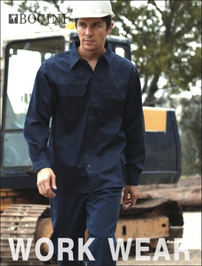Picture of Bocini Unisex Adults Cotton Drill Work Shirt L/S