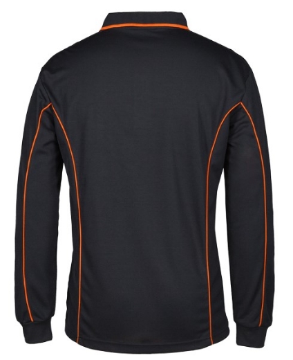 Picture of Podium Mens Piping Polo Shirt 100% Polyester Pique Knit Long Sleeve