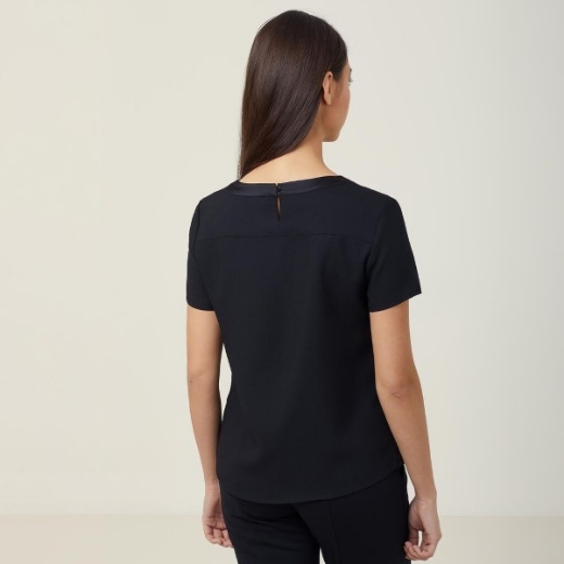 Picture of NNT Ladies Short Sleeve Shell Top Satin Back Crepe