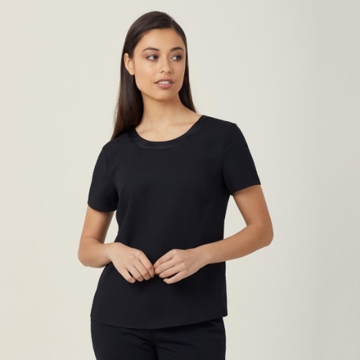 Picture of NNT Ladies Short Sleeve Shell Top Satin Back Crepe
