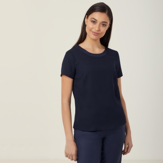 Picture of NNT Ladies Short Sleeve Shell Top Satin Back Crepe