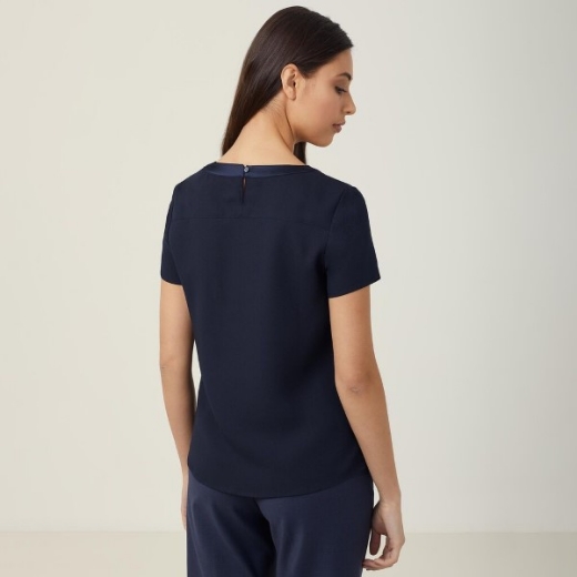 Picture of NNT Ladies Short Sleeve Shell Top Satin Back Crepe