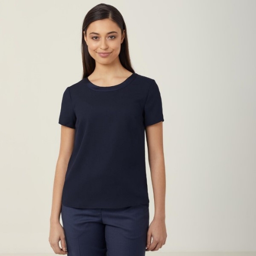 Picture of NNT Ladies Short Sleeve Shell Top Satin Back Crepe