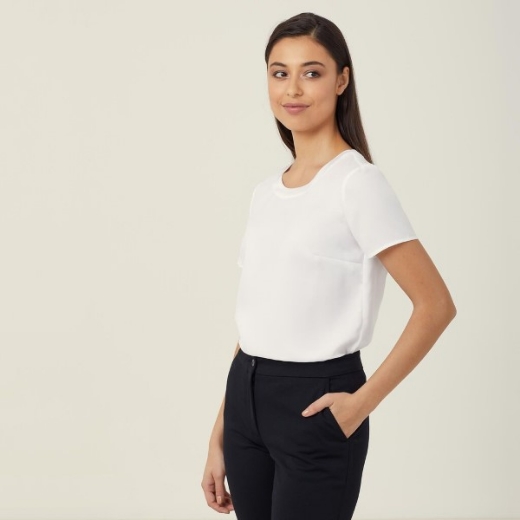 Picture of NNT Ladies Short Sleeve Shell Top Satin Back Crepe