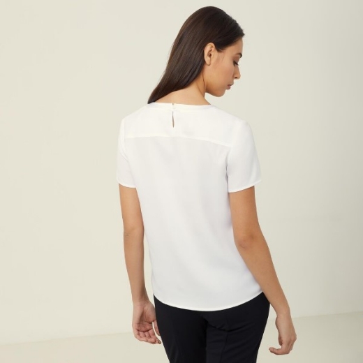 Picture of NNT Ladies Short Sleeve Shell Top Satin Back Crepe