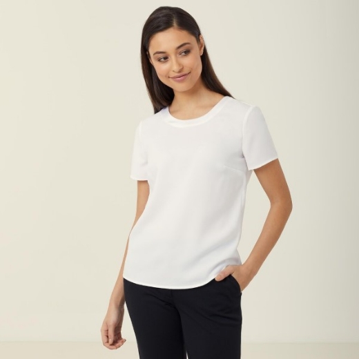 Picture of NNT Ladies Short Sleeve Shell Top Satin Back Crepe