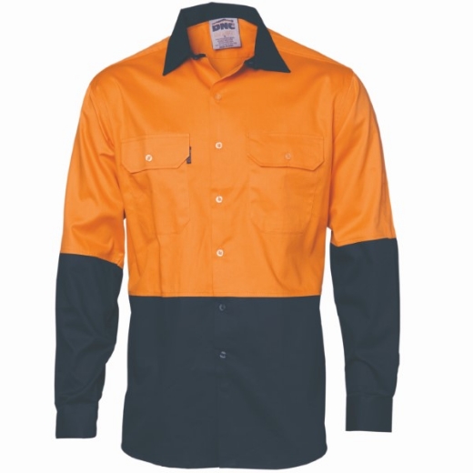 Picture of DNC Hi-Vis Lightweight Cotton Drill Cool-Breeze Shirt Long Sleeve 2 Tone