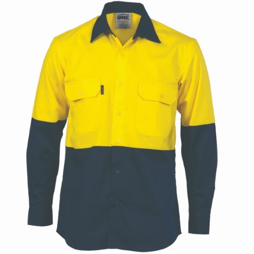 Picture of DNC Hi-Vis Lightweight Cotton Drill Cool-Breeze Shirt Long Sleeve 2 Tone