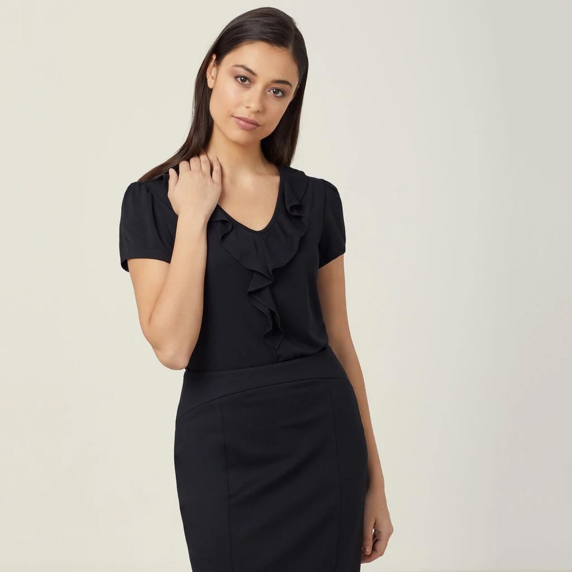 Picture of NNT Ladies Ruffle Neck T-Top