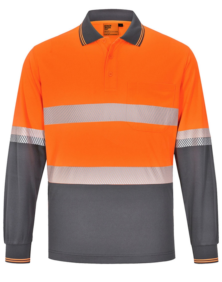 Picture of Winning Spirit Unisex Hi Vis Cooldry Segmented Long Sleeve Polo Shirt