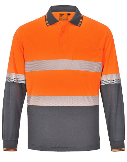 Picture of Winning Spirit Unisex Hi Vis Cooldry Segmented Long Sleeve Polo Shirt