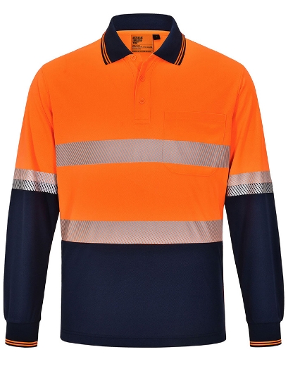 Picture of Winning Spirit Unisex Hi Vis Cooldry Segmented Long Sleeve Polo Shirt