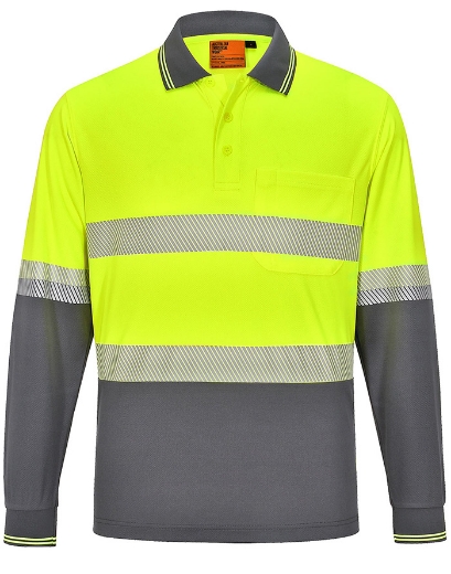 Picture of Winning Spirit Unisex Hi Vis Cooldry Segmented Long Sleeve Polo Shirt