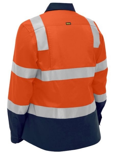 Picture of Bisley Ladies Taped Two Tone Hi Vis Closed Front Maternity Shirt