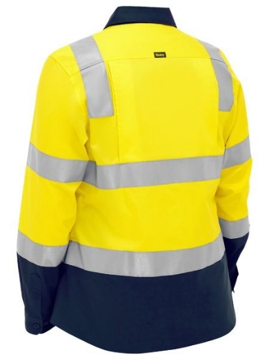 Picture of Bisley Ladies Taped Two Tone Hi Vis Closed Front Maternity Shirt