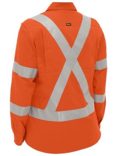 Picture of Bisley Ladies X Taped Hi Vis Closed Front Maternity Shirt