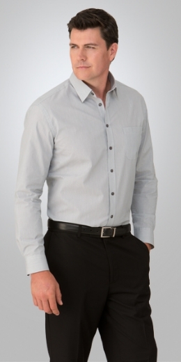 Picture of City Collection Mens Pin Feather Stripe Shirt Long Sleeve