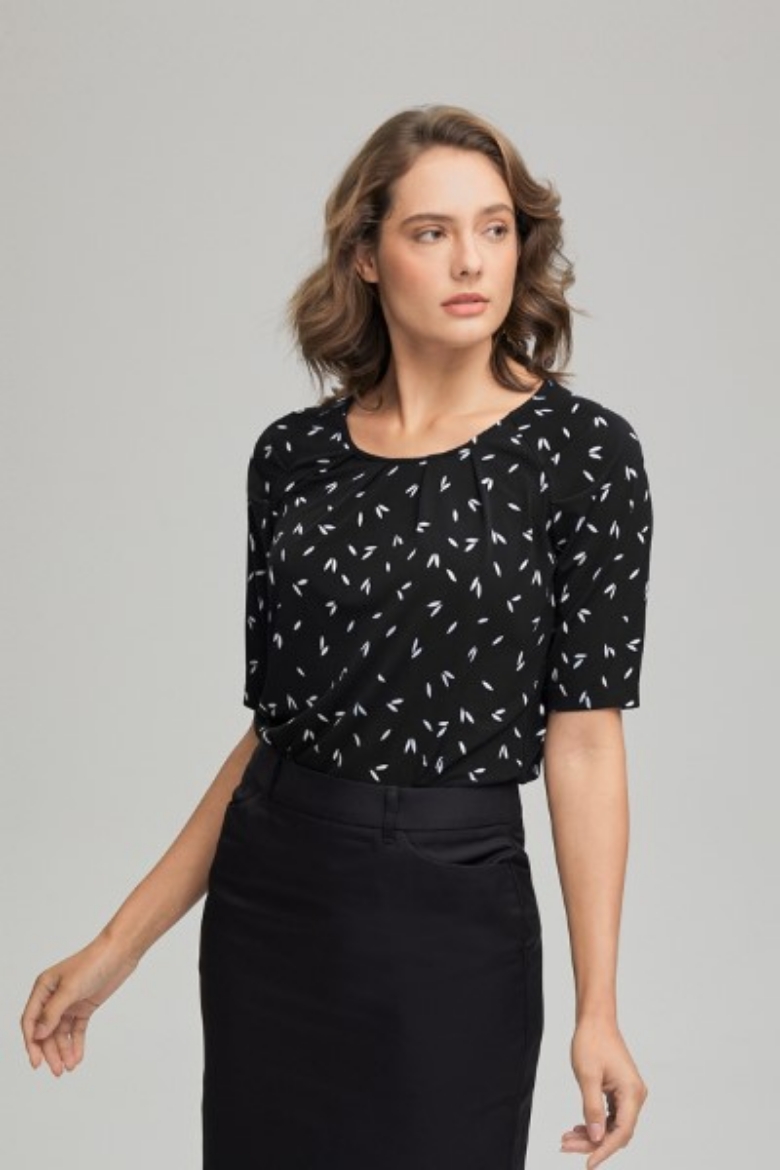 Picture of City Collection Ladies Petal Print Knit Short Sleeve