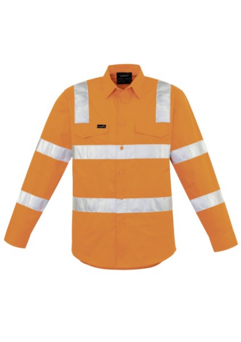 Picture of Syzmik Workwear Bio Motion VIC Rail Orange Long Sleeve Shirt