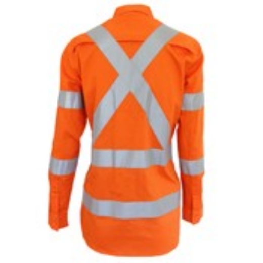 Picture of DNC Ladies Cotton Drill Lightweight Rail Shirt Long Sleeve X Pattern Bio-Motion Reflective Tape (CF10011)