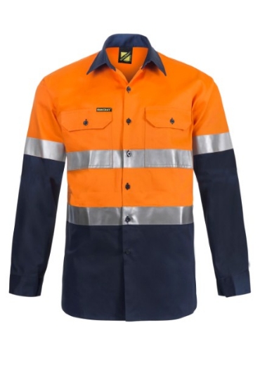 Picture of Work Craft Hi Vis Long Sleeve Cotton Drill Reflective Shirt