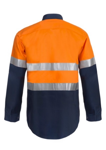 Picture of Work Craft Hi Vis Long Sleeve Cotton Drill Reflective Shirt