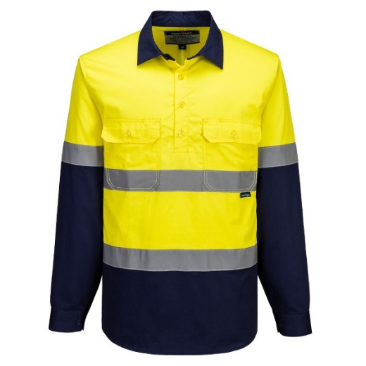 Picture of Prime Mover Hi-Vis Contrast Closed Front Shirt Long Sleeve