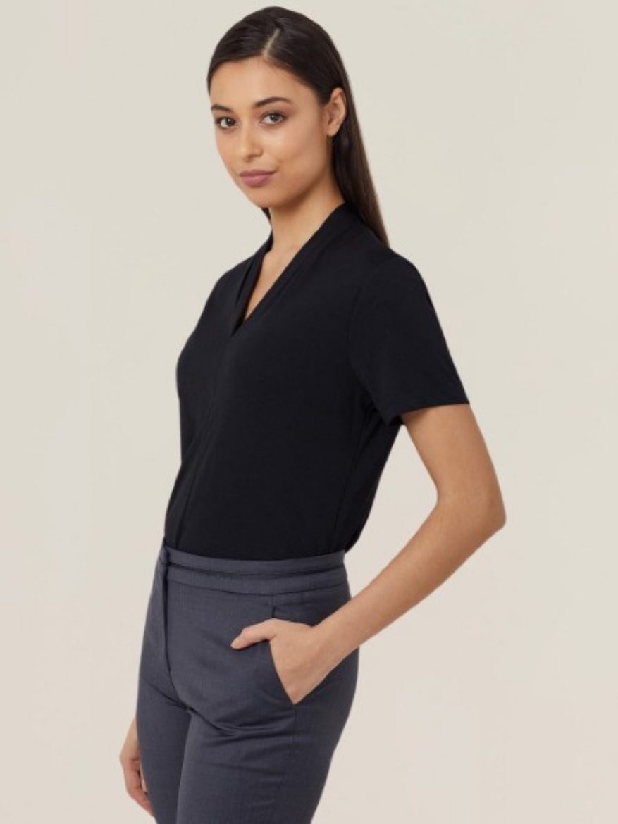Picture of NNT Ladies Matt Jersey V Neck Short Sleeve Top